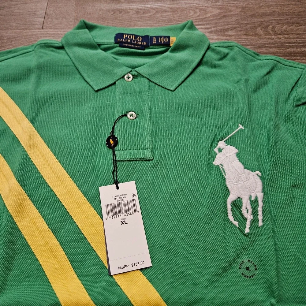 Polo Ralph Lauren Big Pony Custom Slim Fit Polo Shirt Green XL NWT